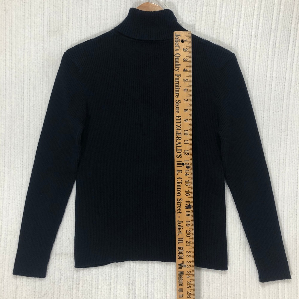 Lauren Ralph Lauren Navy Blue Ribbed Turtleneck Cotton Sweater L Made in Japan - Picture 7 of 8